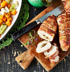 BACONLINDAD FYLLD KYCKLING med svamp- och ost