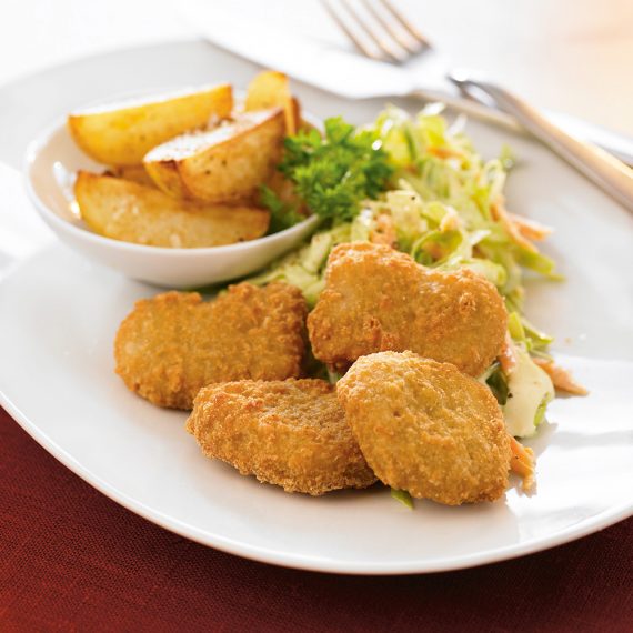 Chicky bits, coleslaw och klyftpotatis - Recept - Kronfågel