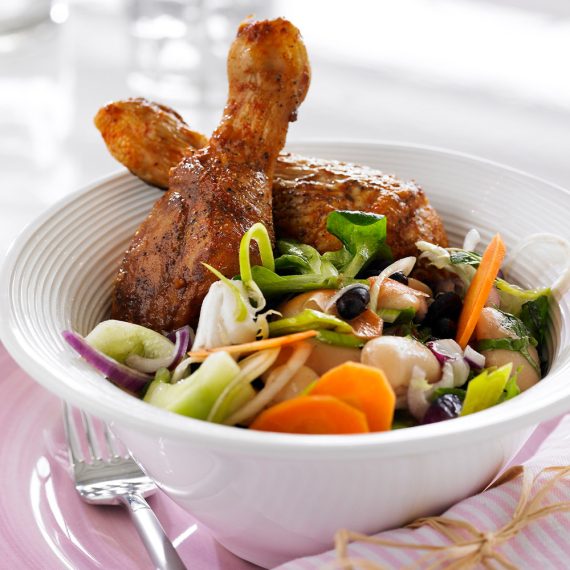 Grillade Drumsticks med frisk bönsallad - Kronfågel