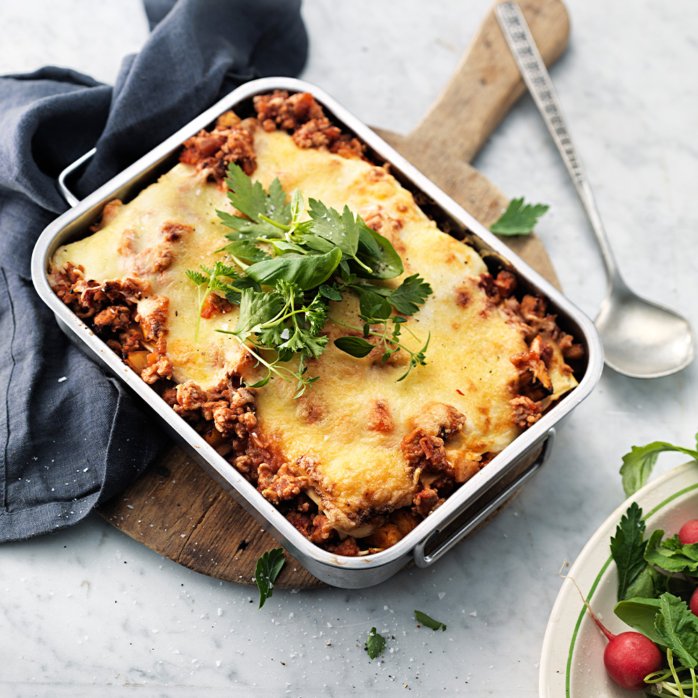 Kycklinglasagne-med-örter-och-vitlök