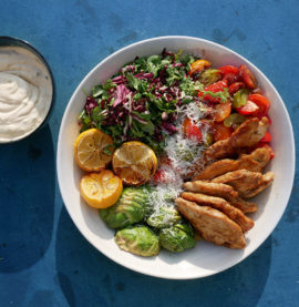 KYCKLING PAILLARD med med ruccolasallad och nobisdressing - Kronfågel